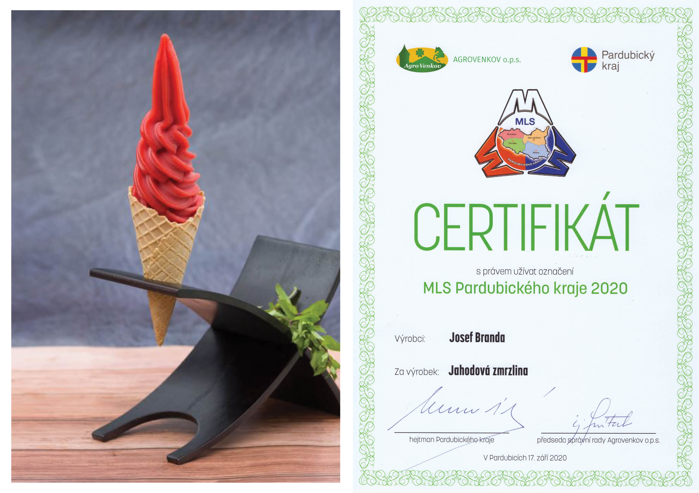 Certifikát jahodová zmrzlina 2020
